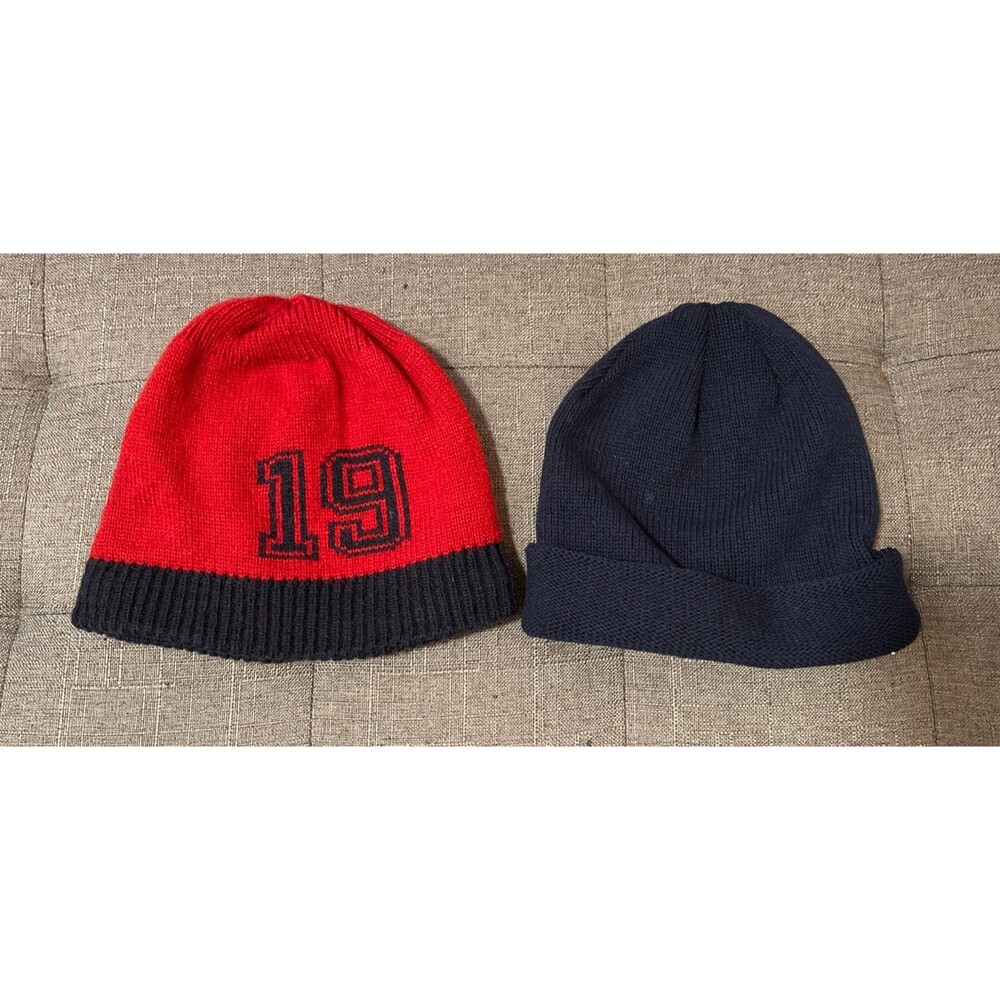 Lot Of 2 Knit Men’s Beanies Navy & Red